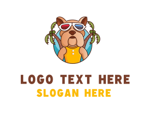 Pet Shop - Vacation Summer Beach Bulldog logo design