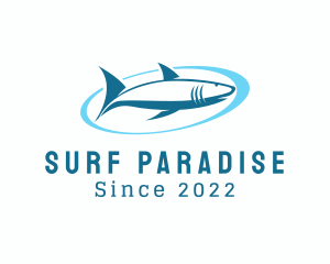 Aquatic Shark Surfing  logo design