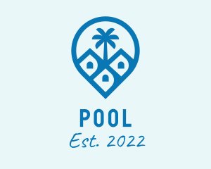 Palm Tree - Beach House Pin Location logo design