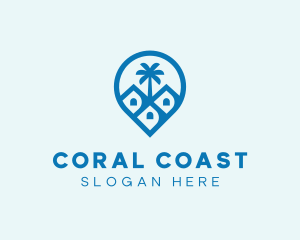 Beach Coast House Pin Location  logo design