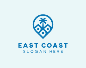 Beach Coast House Pin Location  logo design