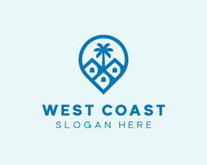 Beach Coast House Pin Location  logo design