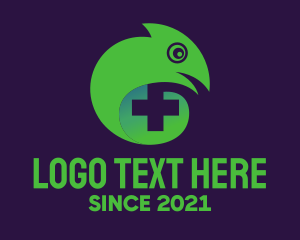 Chameleon - Lizard Health Cross logo design