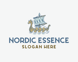 Viking Ship Sailing logo design