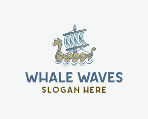 Viking Ship Sailing logo design