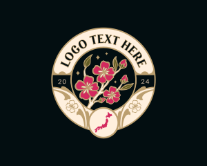 Map - Japan Cherry Blossom logo design