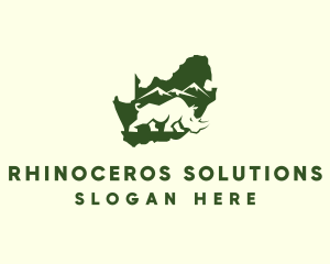 Rhinoceros Africa Map logo design