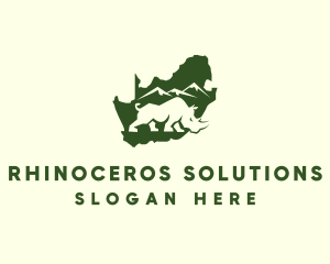 Rhinoceros - Rhinoceros Africa Map logo design