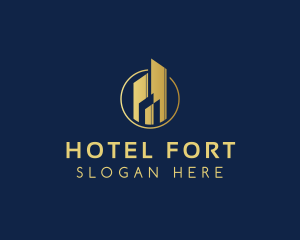 Elegant Metallic Hotel Developer logo design