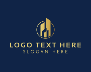 Geometrical - Elegant Metallic Hotel Developer logo design