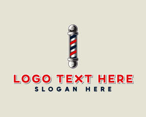 Barbershop - Barbershop Pole Haircut logo design