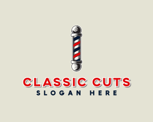 Barbershop Pole Haircut logo design