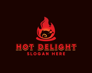 Flame Roast Chicken BBQ logo design