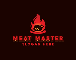 Flame Roast Chicken BBQ logo design