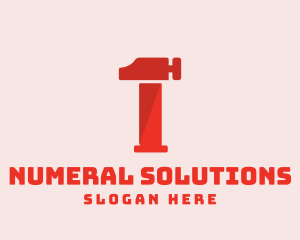 Numeral - Repair Hammer Number 1 logo design