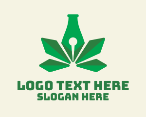 Hemp - Green Leaf Pen logo design