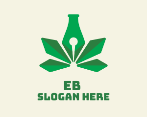 Herbal - Green Leaf Pen logo design