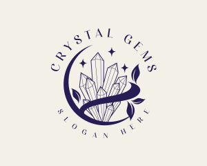 Crystal Gemstone Leaf logo design