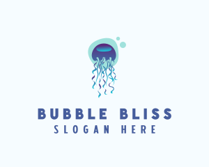 Ocean Jellyfish Bubble logo design