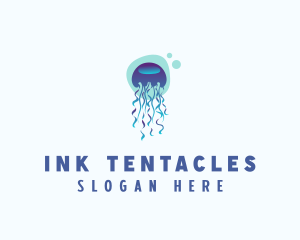 Ocean Jellyfish Bubble logo design