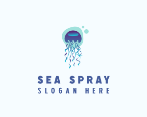 Ocean Jellyfish Bubble logo design