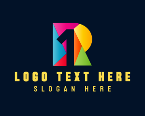 Mosaic - Creative Letter R Number 1 logo design