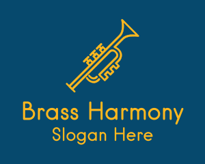 Gold Monoline Trumpet logo design