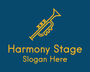 Recital - Gold Monoline Trumpet logo design