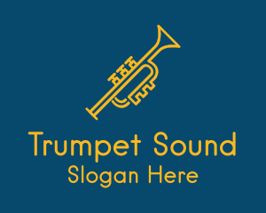 Trumpet - Gold Monoline Trumpet logo design