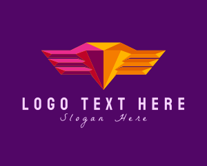 Gem - Geometric Gem Wings logo design