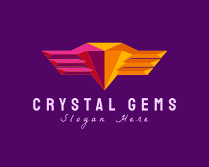 Geometric Gem Wings  logo design