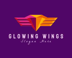 Geometric Gem Wings  logo design