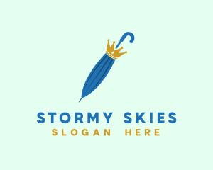 Blue Umbrella Crown logo design