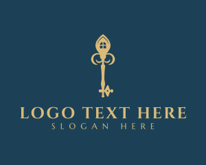 Villa - Elegant House Key logo design