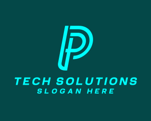 Cyber Tech Letter P Logo