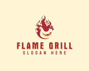 Grilling - Fire Grill Chicken logo design