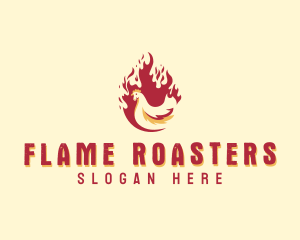 Roasting - Fire Grill Chicken logo design