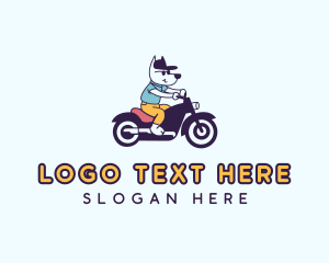 Cartoon - Dog Motorcycle Rider logo design