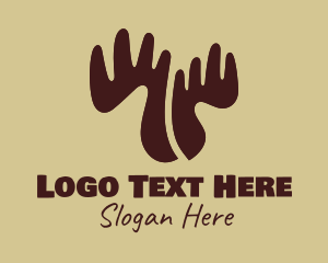 Deer Horns - Brown Moose Antlers logo design