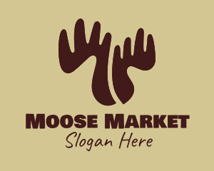 Moose - Brown Moose Antlers logo design