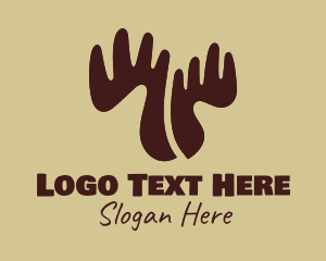 Reindeer - Brown Moose Antlers logo design