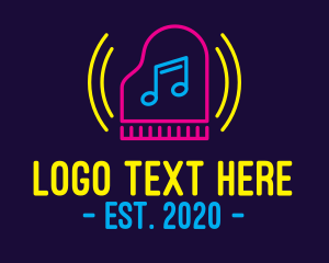 Music Lounge - Neon Piano Music logo design