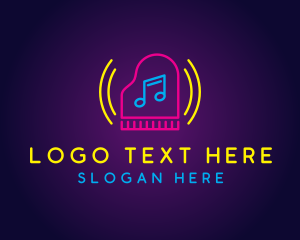 Performer - Neon Piano Music logo design