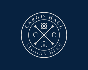 Ship Anchor Wheel logo design