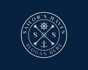 Ship Anchor Wheel logo design