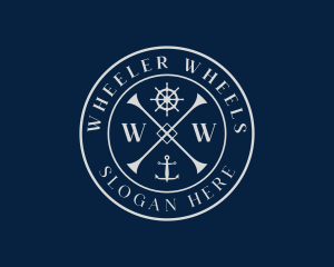 Ship Anchor Wheel logo design