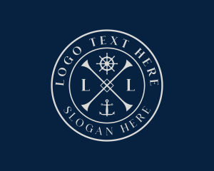 Boat - Ship Anchor Wheel logo design