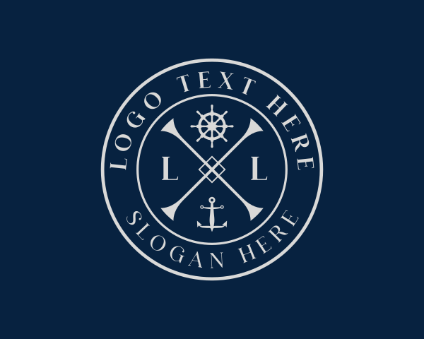 Badge - Ship Anchor Wheel logo design