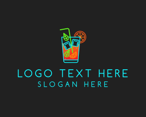 Drink - Neon Cocktail Drink logo design