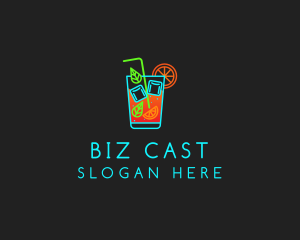 Neon Cocktail Drink  Logo